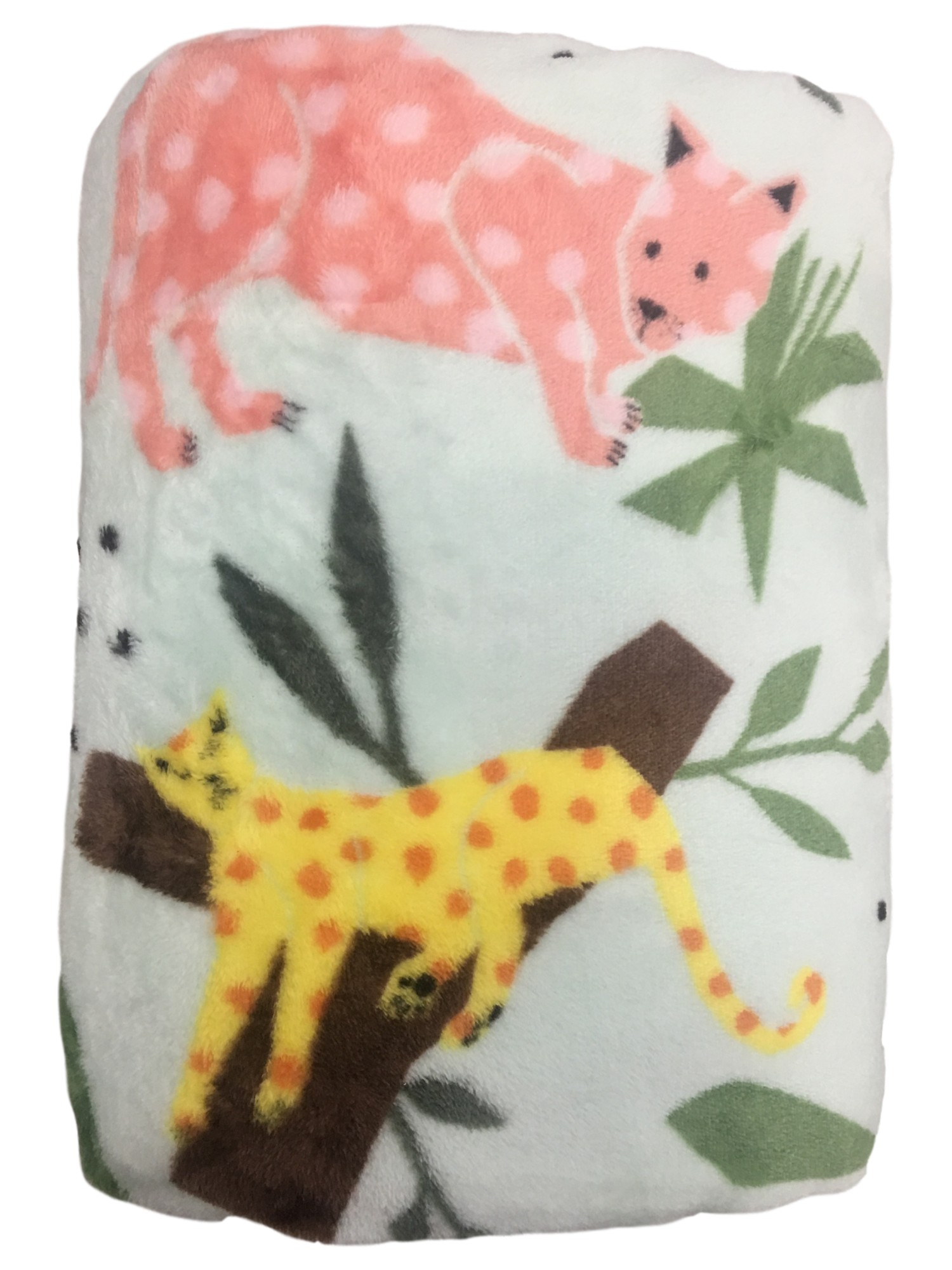 The Big One Jungle Cats Plush Throw Super soft 60 x 72 Green Leaves New SOLD OUT
